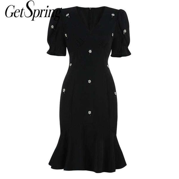 getspring women dress ruffles puff sleeve v-neck vintage dresses patchwork black white mermaid fashion 210601, Black;gray
getspring women dress ruffles puff sleeve v-neck vintage dresses patchwork black white mermaid fashion 210601, Black;gray