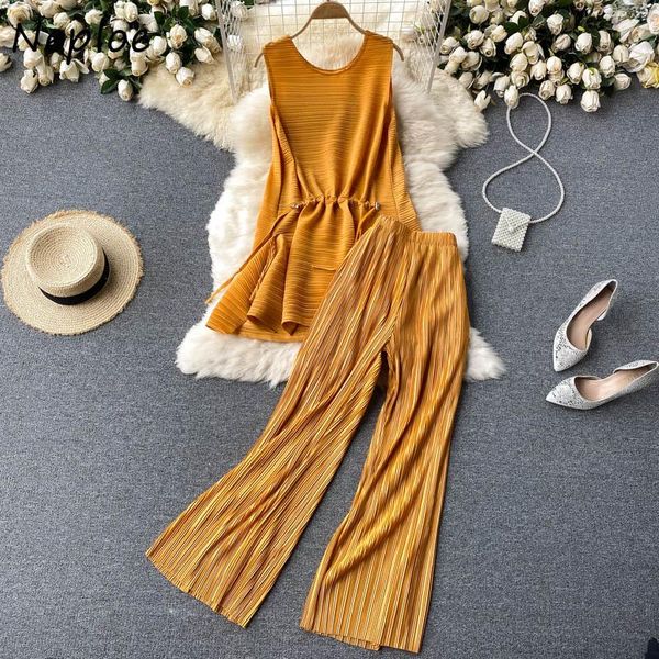 women's two piece pants neploe holiday multicolor 2 pcs women set o neck sleeveless slim waist shirt + high hip wide leg suit summer, White
women's two piece pants neploe holiday multicolor 2 pcs women set o neck sleeveless slim waist shirt + high hip wide leg suit summer, White
