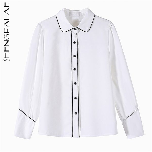 elegant color contrast chiffon blouse women's spring lapel single breatsed loose long sleeve shirt 5b520 210427, White
elegant color contrast chiffon blouse women's spring lapel single breatsed loose long sleeve shirt 5b520 210427, White