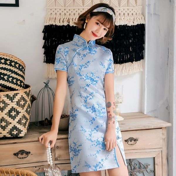 ethnic clothing mini high split qipao light blue female cheongsam satin chinese stage performance dress tight formal party gown vestiod, Red
ethnic clothing mini high split qipao light blue female cheongsam satin chinese stage performance dress tight formal party gown vestiod, Red