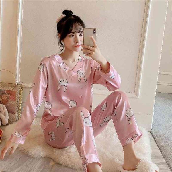 long sleeve silk pajamas women sleepwear sets autumn pyjamas nightwear set young girl pijama femme v neck homewear, Black;red
long sleeve silk pajamas women sleepwear sets autumn pyjamas nightwear set young girl pijama femme v neck homewear, Black;red