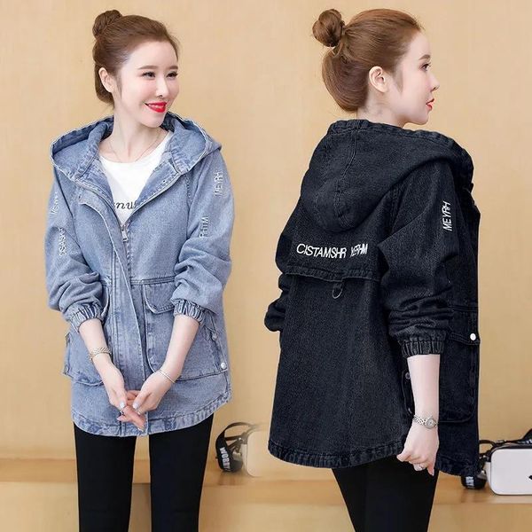 women's jackets spring autumn denim jacket women 2021 oversized outerwear fashion casual loose ladies hooded cowboy overcoat coat r1048, Black;brown
women's jackets spring autumn denim jacket women 2021 oversized outerwear fashion casual loose ladies hooded cowboy overcoat coat r1048, Black;brown