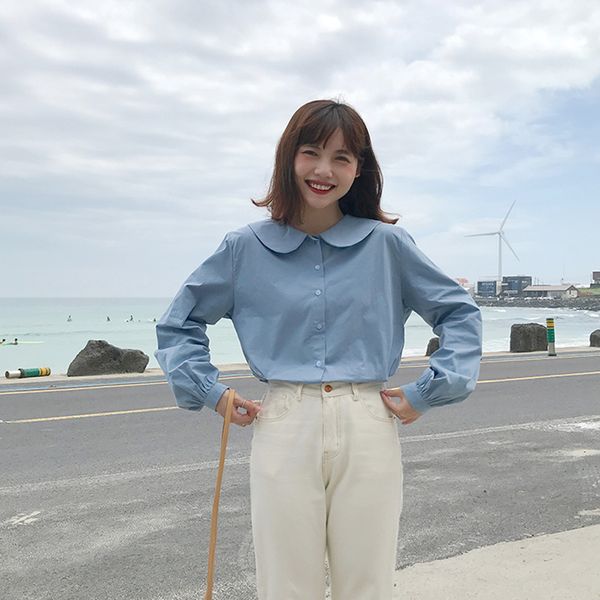 2 colors solid color shirt preppy style peter pan collar long sleeve blouses womens tops and blouse (F3776), White
2 colors solid color shirt preppy style peter pan collar long sleeve blouses womens tops and blouse (F3776), White