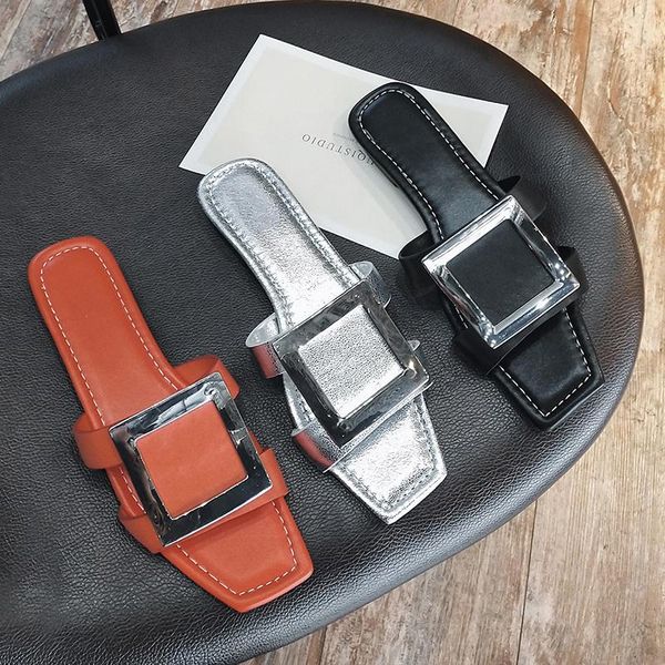 slippers flat shoes women's 2021 summer square buckle metal decoration female beach mujer, Black
slippers flat shoes women's 2021 summer square buckle metal decoration female beach mujer, Black