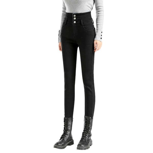 high waist plush thickened jeans women's 2021 autumn winter elastic slim fit thin tight pencil leggings, Black;white
high waist plush thickened jeans women's 2021 autumn winter elastic slim fit thin tight pencil leggings, Black;white