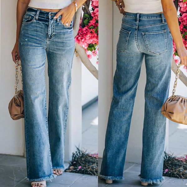 women's jeans style wool washed and whitened broken middle waist thin denim pants trend women, Blue
women's jeans style wool washed and whitened broken middle waist thin denim pants trend women, Blue