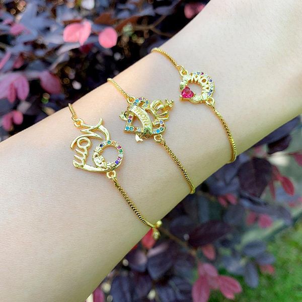 link, chain exquisite inlaid colorful zircon pendant bracelet gold color adjustable chains for mom female friendship jewelry gift, Black
link, chain exquisite inlaid colorful zircon pendant bracelet gold color adjustable chains for mom female friendship jewelry gift, Black
