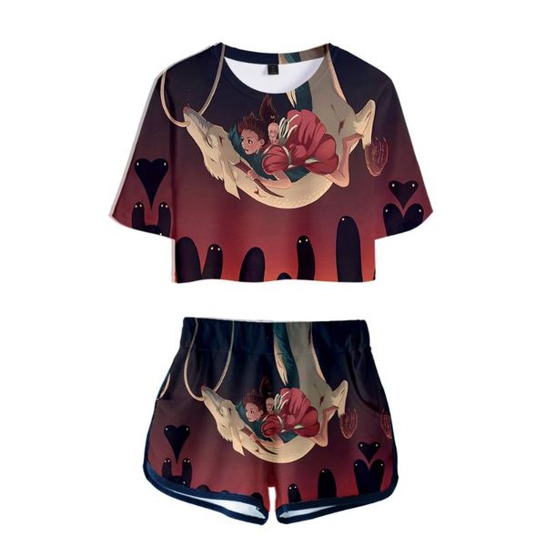 women's tracksuits set spirited away dew navel sport girls short sleeve tracksuit beautiful two pieces sets 3d t-shirts shorts pants, Gray
women's tracksuits set spirited away dew navel sport girls short sleeve tracksuit beautiful two pieces sets 3d t-shirts shorts pants, Gray