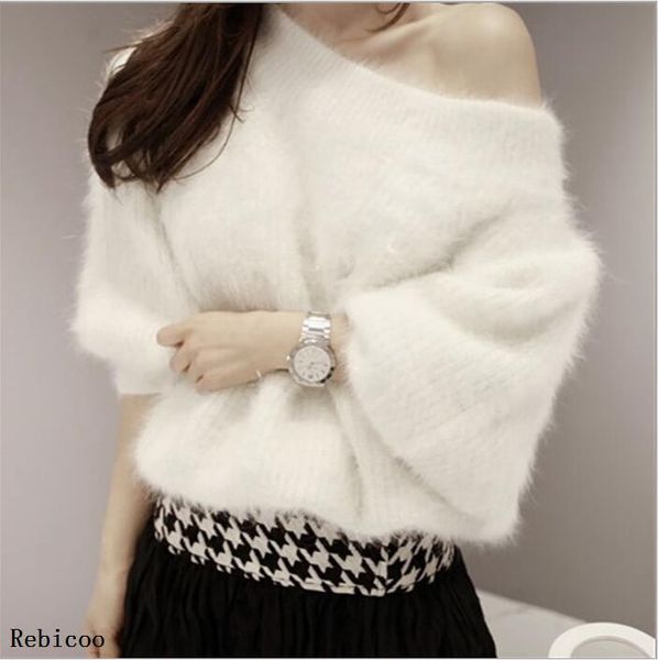 women's sweaters elegant contrast color one shoulder halter knit sweater women jumper autumn winter pullover long sleeve female knitwea, White;black
women's sweaters elegant contrast color one shoulder halter knit sweater women jumper autumn winter pullover long sleeve female knitwea, White;black