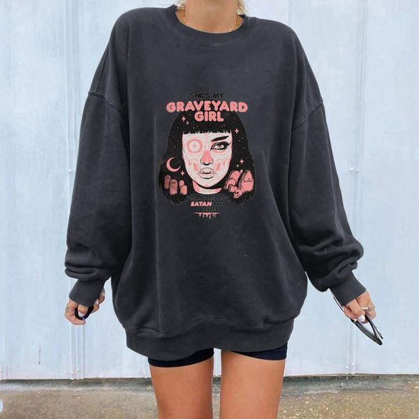 women's hoodies & sweatshirts autumn and winter cemetery girl printing off shoulder style hoodie european american fashion large size, Black
women's hoodies & sweatshirts autumn and winter cemetery girl printing off shoulder style hoodie european american fashion large size, Black