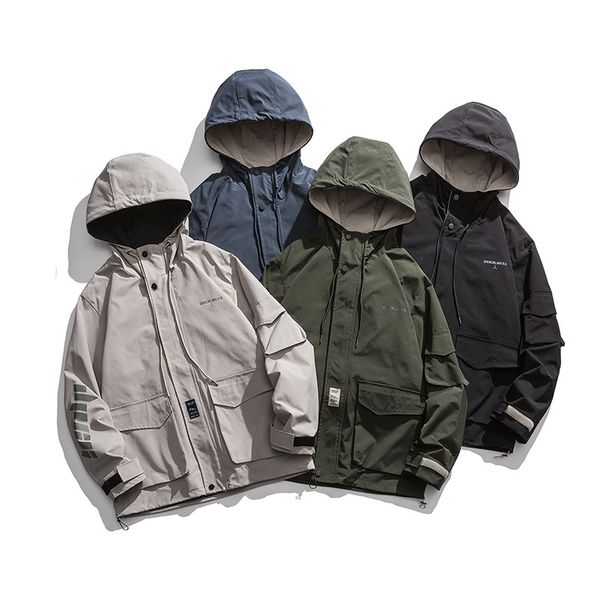 men's hooded jacket multi-pocket cargo jacket personality trend youth jacket spring and autumn style drop shipping, Black;brown
men's hooded jacket multi-pocket cargo jacket personality trend youth jacket spring and autumn style drop shipping, Black;brown