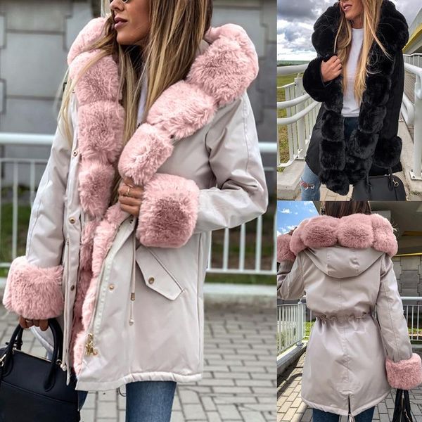 women's wool & blends women fashion drawstring hoodie coat faux-fur' winter warm inside fleece padded jacket slim zipper hooded, Black
women's wool & blends women fashion drawstring hoodie coat faux-fur' winter warm inside fleece padded jacket slim zipper hooded, Black