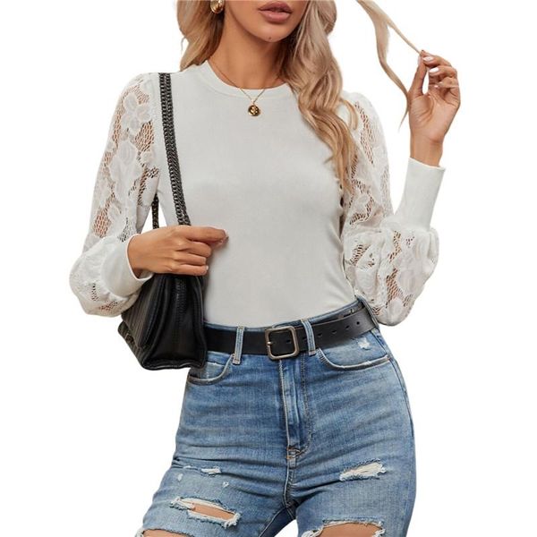 women's t-shirt women white color patchwork t-shirts spring fall hollow lace flower long sleeves round neck female streetwear tee shir
women's t-shirt women white color patchwork t-shirts spring fall hollow lace flower long sleeves round neck female streetwear tee shir