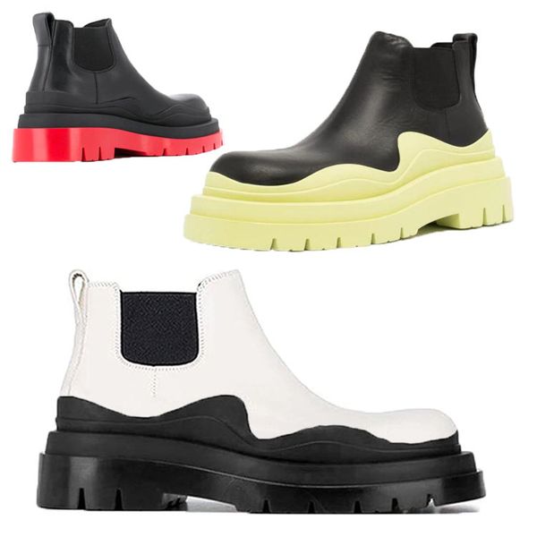 2021 Man White+Black soles Bottega boot fashion luxury Tire Leather Chelsea booties Men platform chunky shoes lady Knight Low upper Boots women boots 35--45, Customize
2021 Man White+Black soles Bottega boot fashion luxury Tire Leather Chelsea booties Men platform chunky shoes lady Knight Low upper Boots women boots 35--45, Customize