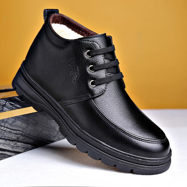 winter plush men's cotton shoes warm round head lace up high casual flat heels middle-aged and elderly dad's, Black
winter plush men's cotton shoes warm round head lace up high casual flat heels middle-aged and elderly dad's, Black