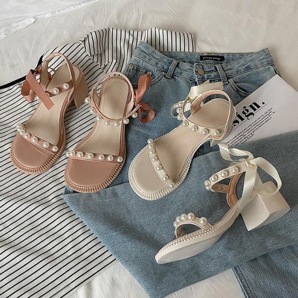 sandals women's shoes summer 2021 mid-heel temperament thick-heeled pearl ribbon word roman ladies, Black
sandals women's shoes summer 2021 mid-heel temperament thick-heeled pearl ribbon word roman ladies, Black