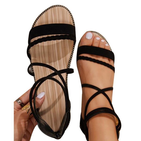 sandals ladies fashion strappy weave decor summer beach holiday womens shoes with back zipper design chaussure femme, Black
sandals ladies fashion strappy weave decor summer beach holiday womens shoes with back zipper design chaussure femme, Black