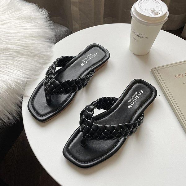 women slippers summer ladies shoes outdoor elegant solid sandals square toe flats flip flops, Black
women slippers summer ladies shoes outdoor elegant solid sandals square toe flats flip flops, Black
