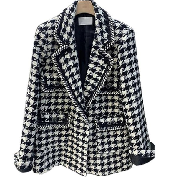 french style small fragrance wind plaid tweed blazer coat women elegant single breasted jacket outwear q161 women's wool & blends, Black
french style small fragrance wind plaid tweed blazer coat women elegant single breasted jacket outwear q161 women's wool & blends, Black