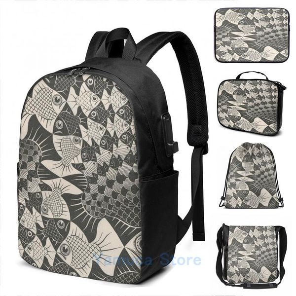 backpack funny graphic print escher fishes and scales usb charge men school bags women bag travel laptop
backpack funny graphic print escher fishes and scales usb charge men school bags women bag travel laptop