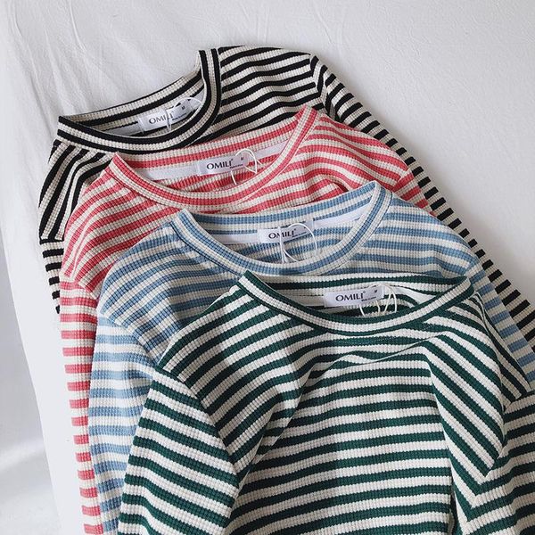 women's t-shirt 2021 spring soft striped long sleeve woman t-shirts 100% cotton round neck casual bottoming fashion women t shirt, White
women's t-shirt 2021 spring soft striped long sleeve woman t-shirts 100% cotton round neck casual bottoming fashion women t shirt, White
