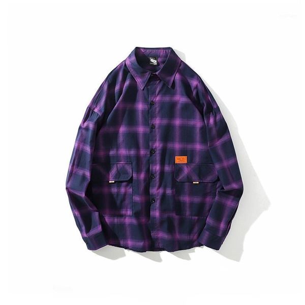 men's casual shirts 2021 spring autumn country tide mens hip hop couple loose oversize long sleeve ins purple plaid shirt coat male 60c, White;black
men's casual shirts 2021 spring autumn country tide mens hip hop couple loose oversize long sleeve ins purple plaid shirt coat male 60c, White;black