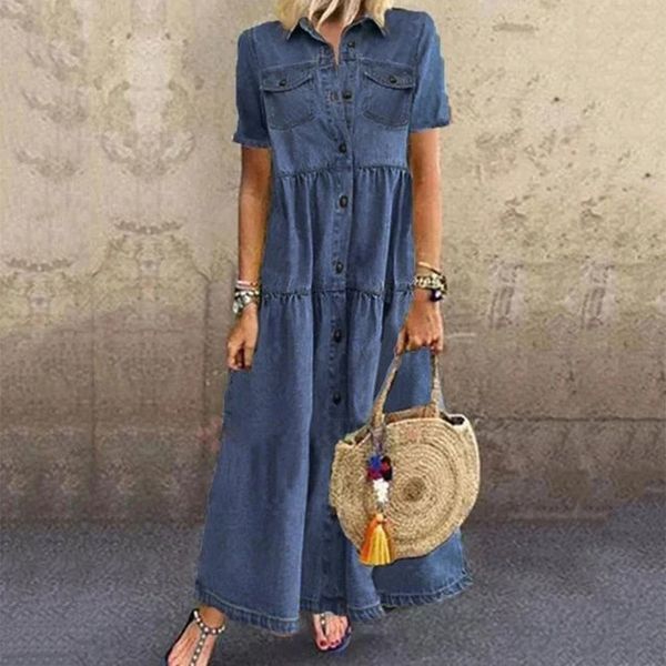 2021denim dress retro women short sleeve turn down collar pockets button long loose denim dress pockets button long loose plus size, Black;gray
2021denim dress retro women short sleeve turn down collar pockets button long loose denim dress pockets button long loose plus size, Black;gray