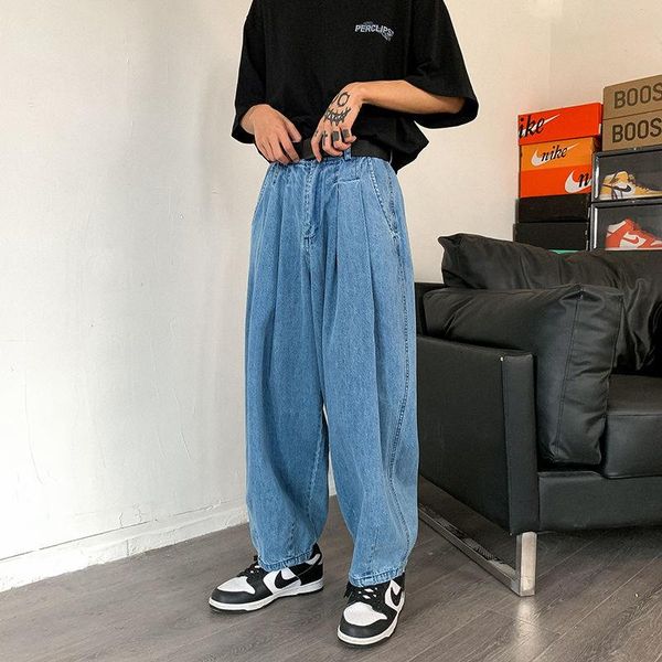 men's jeans straight korean casual fashion loose wide-leg streetwear hip-hop retro denim trousers, Blue
men's jeans straight korean casual fashion loose wide-leg streetwear hip-hop retro denim trousers, Blue