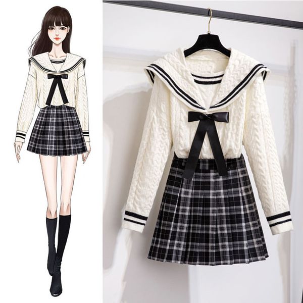 two piece dress ichoix autumn retro student suits sailor turtlenecks pullover sweater women's knitted pleated chess skirt 2 joint cqd0, White
two piece dress ichoix autumn retro student suits sailor turtlenecks pullover sweater women's knitted pleated chess skirt 2 joint cqd0, White