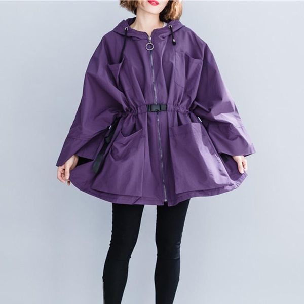 women's trench coats johnature solid color hooded collar batwing loose casual 2021 autumn zippers sashes plus size long women, Tan;black
women's trench coats johnature solid color hooded collar batwing loose casual 2021 autumn zippers sashes plus size long women, Tan;black