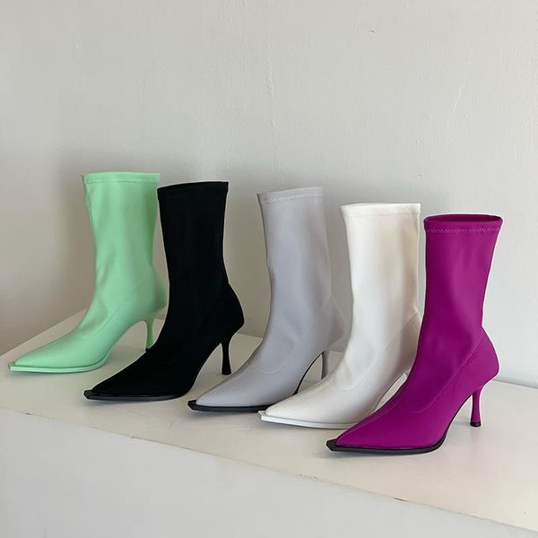 boots 2021 winter luxury women green purple elastic sock stiletto high heel pointed toe stretch fabric ankle prom shoes, Black
boots 2021 winter luxury women green purple elastic sock stiletto high heel pointed toe stretch fabric ankle prom shoes, Black