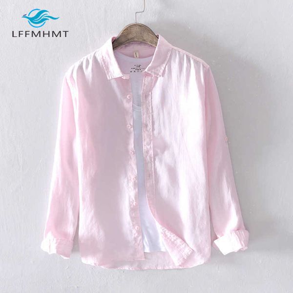 men spring and autumn fashion brand japan style vintage solid color 100% linen long sleeve shirt male casual slim fit shirts 210628, White;black
men spring and autumn fashion brand japan style vintage solid color 100% linen long sleeve shirt male casual slim fit shirts 210628, White;black