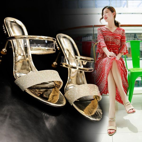 slippers 2021 summer sequins fashion outer wear women's sandals transparent cat with wild flip flops high-heeled fine heel, Black
slippers 2021 summer sequins fashion outer wear women's sandals transparent cat with wild flip flops high-heeled fine heel, Black