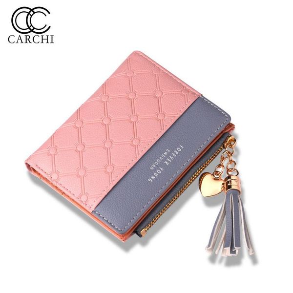 wallets carchi zipper tassel short women female patchwork leather trifold slim lady wallet clutch small plaid coin purses, Red;black
wallets carchi zipper tassel short women female patchwork leather trifold slim lady wallet clutch small plaid coin purses, Red;black