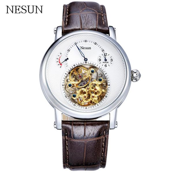 wristwatches nesun watch swiss casual fashion men's hollow automatic mechanical leather waterproof clock, Slivery;brown
wristwatches nesun watch swiss casual fashion men's hollow automatic mechanical leather waterproof clock, Slivery;brown