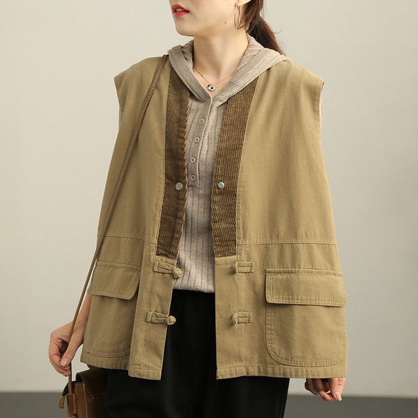 spring mend retro-loose buckle disc with low v casual upper savage female vest sleeveless autumn jacket y1526 4enp, Black;brown
spring mend retro-loose buckle disc with low v casual upper savage female vest sleeveless autumn jacket y1526 4enp, Black;brown