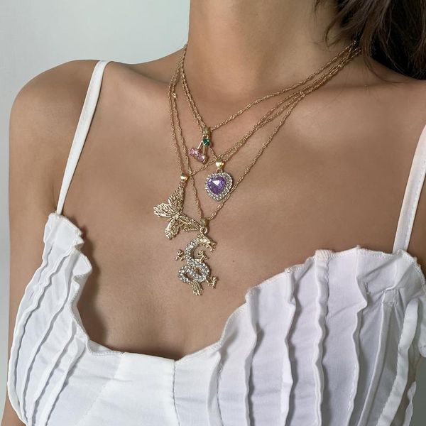 chains punk hip-hop ins wind butterfly love rhinestone set necklace, exaggerated dragon-shaped inlaid ethnic style combination necklace, Silver
chains punk hip-hop ins wind butterfly love rhinestone set necklace, exaggerated dragon-shaped inlaid ethnic style combination necklace, Silver