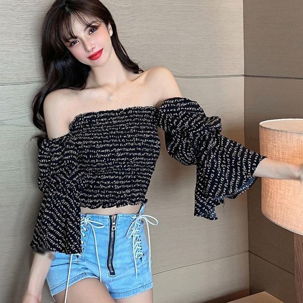 women's blouses & shirts women letter print blouse chiffon slash neck off shoulder long sleeve sweet for ladies summer short, White
women's blouses & shirts women letter print blouse chiffon slash neck off shoulder long sleeve sweet for ladies summer short, White