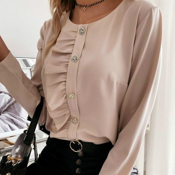 casual white black ruffle blouse shirt autumn winter long sleeve women shirts elegant office lady o-neck button blusa 210603
casual white black ruffle blouse shirt autumn winter long sleeve women shirts elegant office lady o-neck button blusa 210603