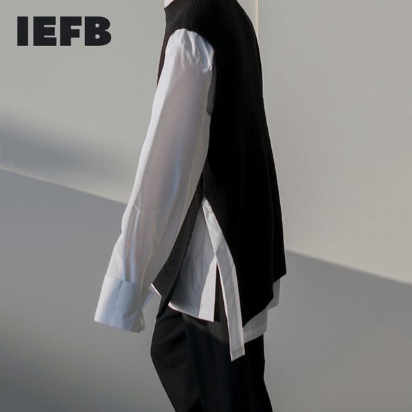 iefb spring knitted vestmen's trend personality versatile round neck side vent split black sleeveless waistcoat 9y5457 210524, Black;white
iefb spring knitted vestmen's trend personality versatile round neck side vent split black sleeveless waistcoat 9y5457 210524, Black;white