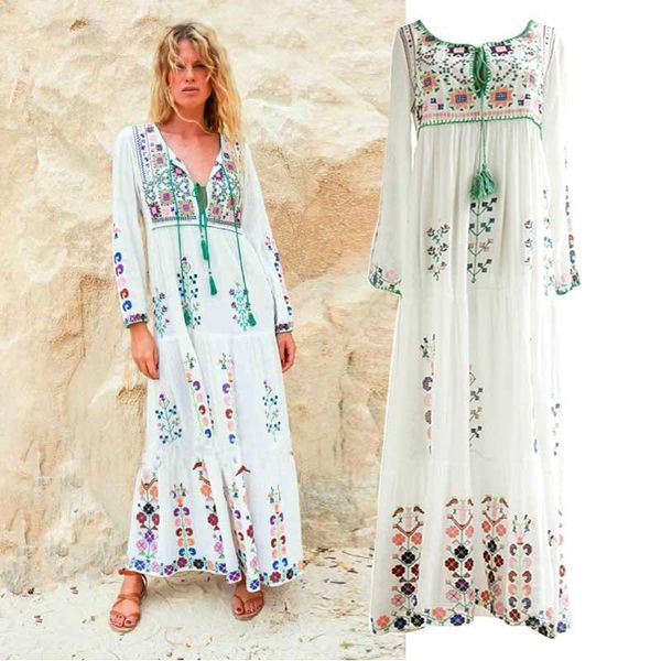 casual dresses maxi dress floral embroidered long sleeve vintage white autumn winter tassel boho chic style brand vestidos 2021, Black;gray
casual dresses maxi dress floral embroidered long sleeve vintage white autumn winter tassel boho chic style brand vestidos 2021, Black;gray