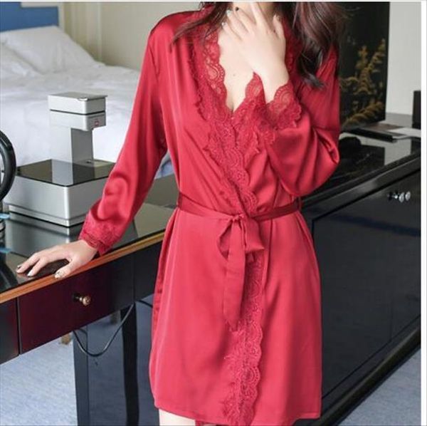 1620 satin silk lace women sleepwear robe bathrobe drop shippin, Black;red
1620 satin silk lace women sleepwear robe bathrobe drop shippin, Black;red
