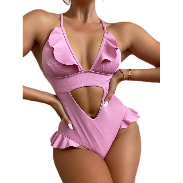 one-piece suits cutout one piece swimsuit ruffled monokini solid pink swimwear women bathing suit ribbed bodysuit
one-piece suits cutout one piece swimsuit ruffled monokini solid pink swimwear women bathing suit ribbed bodysuit
