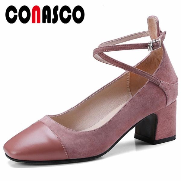 dress shoes conasco fashion women ankle strap high heels pumps square toe retro genuine leather wedding party woman female, Black
dress shoes conasco fashion women ankle strap high heels pumps square toe retro genuine leather wedding party woman female, Black