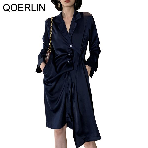dress lapel satin women early spring gloss temperament mid-length robe longue single-breasted button, Black;gray
dress lapel satin women early spring gloss temperament mid-length robe longue single-breasted button, Black;gray