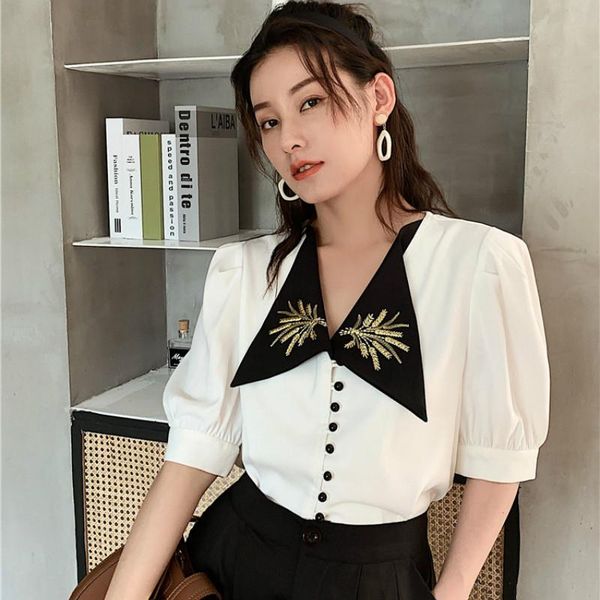women's blouses & shirts thin short sleeve shirt summer lapel v neck vintage korean style women blouse white camisas de mujer lady clot
women's blouses & shirts thin short sleeve shirt summer lapel v neck vintage korean style women blouse white camisas de mujer lady clot
