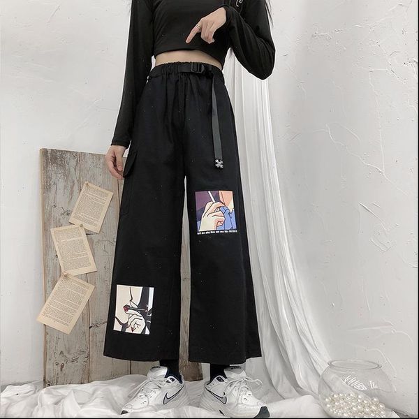 women pant pants korean harajuku loose high waist slim black overalls female casual straight wide leg, Black;white
women pant pants korean harajuku loose high waist slim black overalls female casual straight wide leg, Black;white