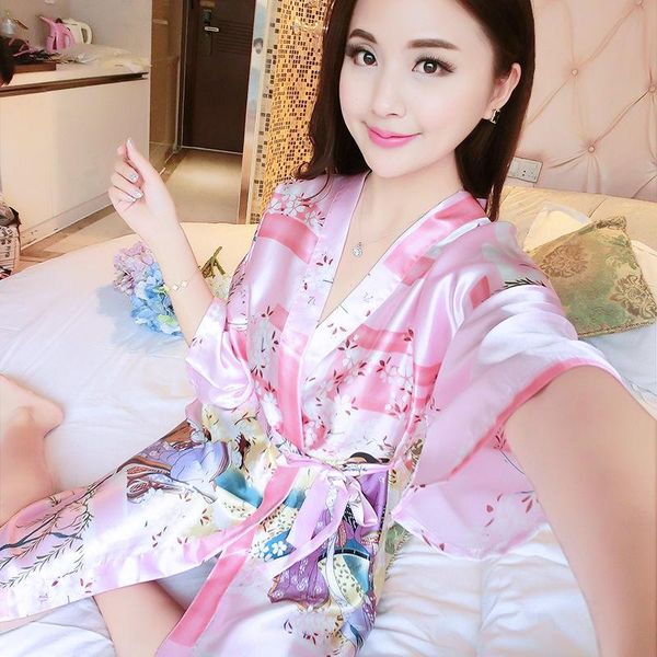 women's sleepwear 2021 summer pajamas women spring and autumn ice silk robe thin red wedding bride morning gown spinning japanese kimon, Black;red
women's sleepwear 2021 summer pajamas women spring and autumn ice silk robe thin red wedding bride morning gown spinning japanese kimon, Black;red