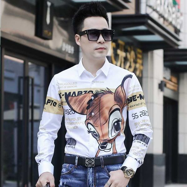 shirts for men deer print long sleeve casual shirt male business formal dress shirts social party clothes 210527, White;black
shirts for men deer print long sleeve casual shirt male business formal dress shirts social party clothes 210527, White;black