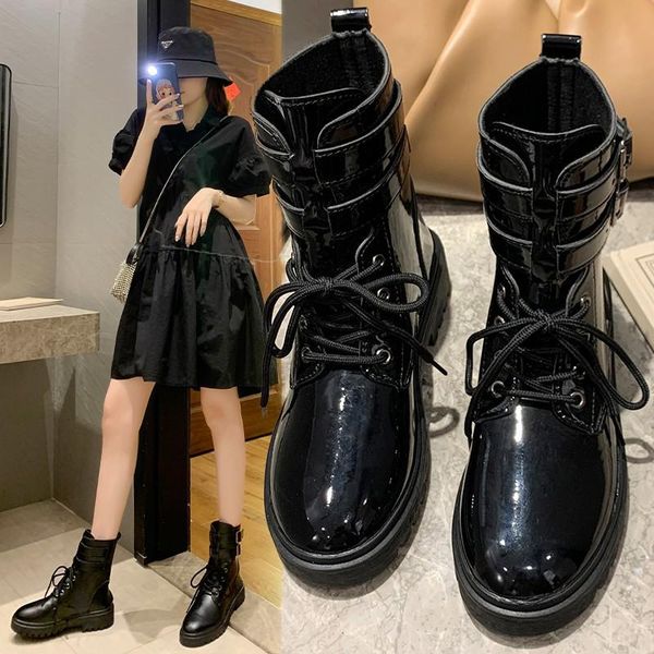 boots fashion lace-up flat shoes woman high heel platform pu leather lace up women ankle girls motorcycle boot, Black
boots fashion lace-up flat shoes woman high heel platform pu leather lace up women ankle girls motorcycle boot, Black